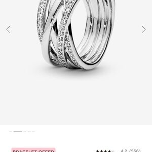 Pandora Silver Criss-Cross Ring with Sparkling Accents